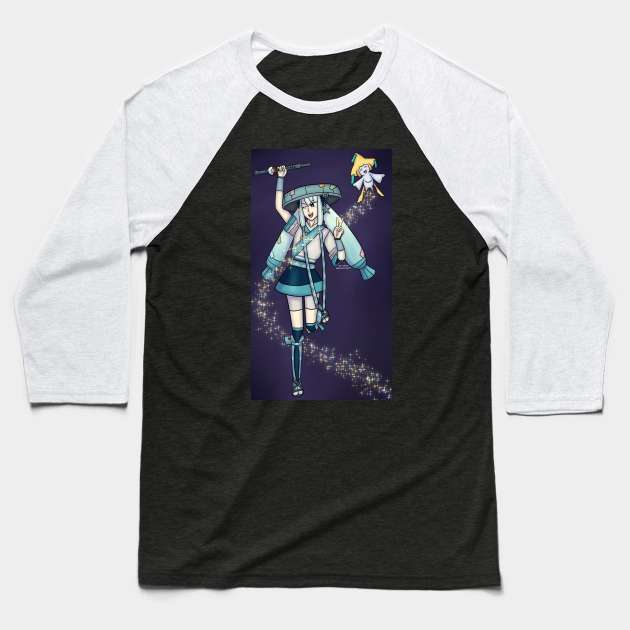 Steel type Hatsune Miku and Jirachi Baseball T-Shirt by Blackmoonrose13